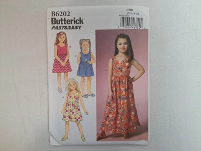 Butterick Pattern - Children's/Girls' Dress & Culottes (2-5) #B6202 - Uncut - Image 1 of 4