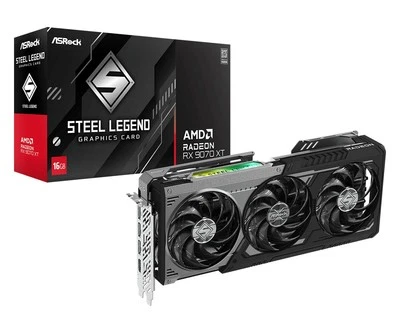ASROCK Radeon RX 9070 XT Steel Legend Dark Grafikkarte 16GB GDDR6 1x HDMI 3x DP
