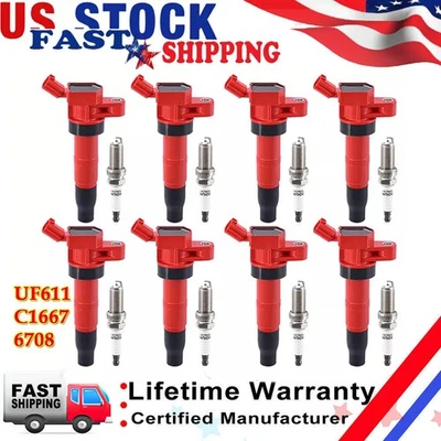 8X UF611 Ignition Coil and 8X Spark Plug For 2009-2012 Hyundai Genesis V8 4.6L - Image 1 of 4