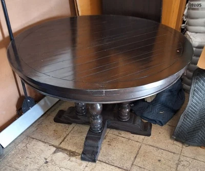 Mesa de jantar estilo antigo country francês 66 polegadas redonda madeira cevada torção - Imagem 1 de 3