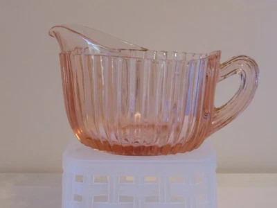 Vintage Anchor Hocking Queen Mary Vertical Ribbed Pink Depression Glass Creamer - Image 1 of 4