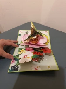 3D Popup Blume und Vogel Karte - Bild 1 von 2