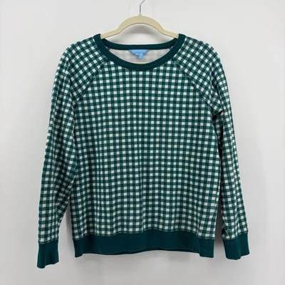 Draper James Green Gingham Sweatshirt Long Sleeve Crew Neck Womens Size S - Image 1 of 4