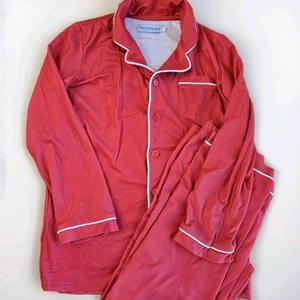 NWOT Only Little Once Red Christmas Holiday Pajama Set Size 10 2 Piece Button Up - Picture 1 of 8