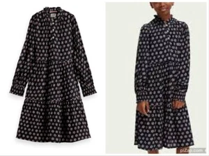 Girls Scotch & Soda Park In Bloom Floral Flower Maxi Dress Blue Long Sleeve 14 - Picture 1 of 15