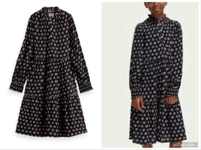 Girls Scotch & Soda Park In Bloom Floral Flower Maxi Dress Blue Long Sleeve 14 - Image 1 of 4