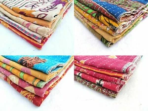 Vintage Kantha misto assortito, asciugamano fatto a mano asciugamano colorato, asciugamano da tè, 10 pezzi - Foto 1 di 5