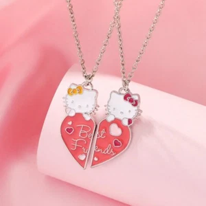 2PCS Best Friends Hello Kitty Necklace Pendant BFF Kids Girls Festival Gift - Picture 1 of 8