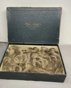 Antique Human Hair Wig In Original Box Mme Sapp’s  Beauty Parlor Denver  Doll ? - Picture 1 of 18