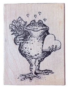 Mr. Toad Bullfrog Día de San Valentín Ofrenda Regalos Símbolo de Amor Madera Sello de Goma - Imagen 1 de 4