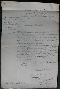 Chevalier Pageot. Signature Recommandation Sous Lieutenant Deschamp. 1816. - Picture 1 of 1