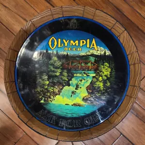 Vintage ASK FOR OLY OLYMPIA Bier beleuchtetes Fass mit Wasserfall - Bild 1 von 2
