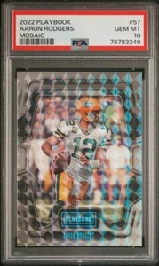 2022 Playbook Aaron Rodgers Mosaic Prizm #57 PSA 10 Packers Jets POP 1 - Picture 1 of 4