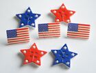 Patriotic Shapes / American Theme USA Flag & Star Buttons / Dress It Up