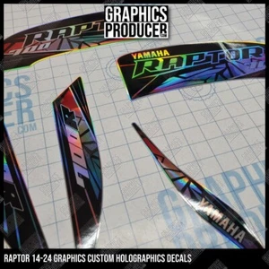 Yamaha Raptor 700r 700 Black Full Graphics Decals Kit Holographic 2014 Kit NEW - Picture 1 of 3