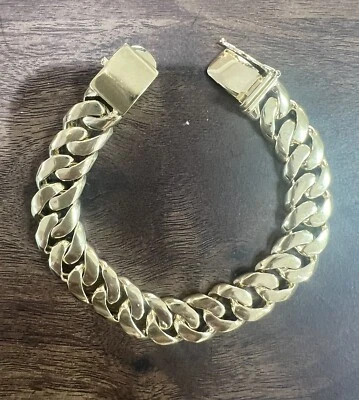 "Brazalete para hombre Miami Cuban Link chapado en oro de 15 mm de plata de ley, 9""" Foto 1 de 4