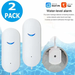 2x Tuya Smart WiFi Water Leak Sensor Flood Leakage Level Alarm Overflow Detector - Picture 1 of 12