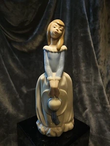 NAO Lladro 0374 "Girl with Straw Hat" girl holding hat TALL 11'' S140 - Picture 1 of 8