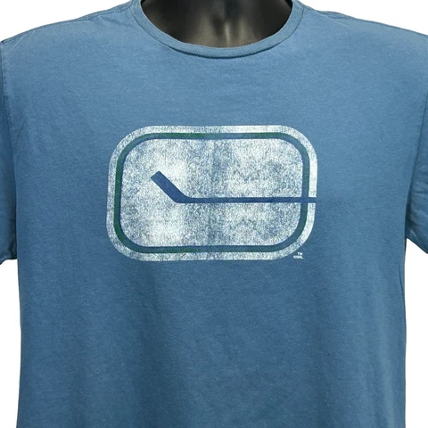 Vancouver Canucks T Shirt Reebok Retro Sport NHL Hockey Blue Graphic Tee Medium Cover
