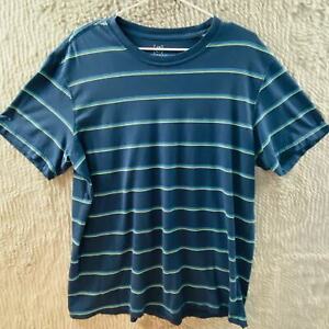 George Short Sleeve Tee Shirt Men's Large Blue / Tan Striped