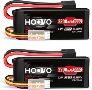 (2) UPGRADE 2S 7.4V 2200mAh 100C LiPo Battery 1/16 E-Revo Slash 4X4 VXL 2820X - Picture 1 of 1
