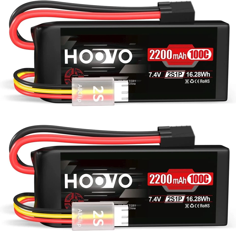 (2) UPGRADE 2S 7.4V 2200mAh 100C LiPo Battery 1/16 E-Revo Slash 4X4 VXL 2820X - Image 1 of 1
