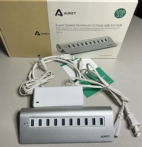 Aukey CB-H6 10-Port USB 3.0 Hub Aluminum Alloy w/ LED Indicator NEW - Picture 1 of 5