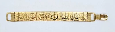Victorian Revival Bracelet Sarah Coventry Floral Etched Goldtone Paneled 7.5” - Image 1 of 4