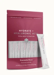 Isagenix Hydrate + Hyaluronic Acid Watermelon Flavor Electrolytes 24 Sticks - Picture 1 of 3