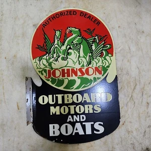 JOHNSON OUTBOARD FLANGE 2SIDED 18 X 27.5 INCHES ENAMEL SIGN - Picture 1 of 4