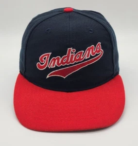 Vintage Cleveland Indians Navy Roman Fitted Size 6 7/8 Chief Wahoo Cooperstown - Picture 1 of 9