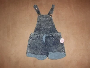 NEW, GIRLS JUSTICE KNIT DENIM SHORTALLS, SIZE 8 - Picture 1 of 3