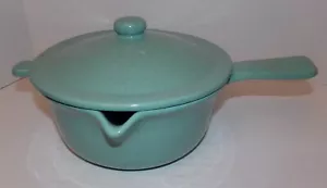 Casseruola Fonduta Ceramica Turchese Verde Macchiata Metà Secolo Blu Moderno - Foto 1 di 13