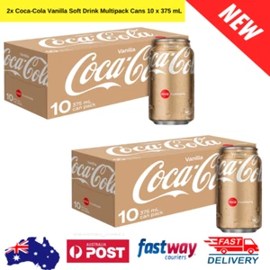 2x Coca-Cola Vanilla Soft Drink Multipack Cans, 10 x 375 ml | FREE SHIPPING NEW - Picture 1 of 8