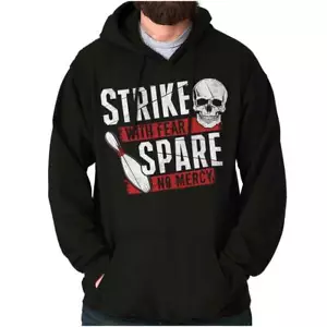 Spike With Fear Spare No Mercy Bowling Skull Hoodie Hooded Sweatshirt Men Women - Picture 1 of 8