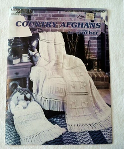 Leisure Arts Country Afghans Pattern Leaflet #1160 Afghans - Picture 1 of 3