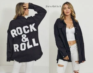 New PLUS SIZE Womens USA BLACK ROCK & ROLL UTILITY SHACKET JACKET SHIRT 1X 2X 3X - Picture 1 of 8