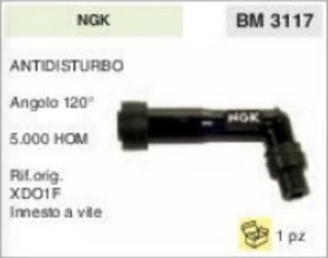 ATTACCO CANDELA PIPA pipetta NKG HONDA ANTIDISTURBO 5.000 OHM PROFESSIONALE 120° - Picture 1 of 1