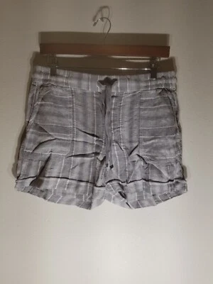 Nuevo con etiquetas $39 Pantalones Cortos Style & Co Verano Mezcla de Lino Talla PEQUEÑA Tiro Medio Gris Rayas Foto 1 de 4