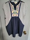 Hailey & Co Sleevless Top Embroidered Bib Front Size Large