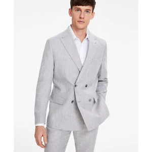Tommy Hilfiger Men's Modern-Fit Double-Breasted Suit Jacket Grey 42R B4HP $360 - Picture 1 of 4