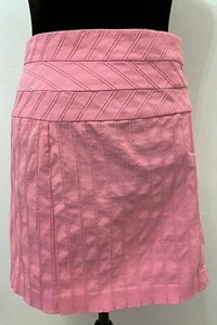 Cache Womens Pintuck Wide Waistband Straight Skirt Size 8 Pink Cotton Stretch - Picture 1 of 12