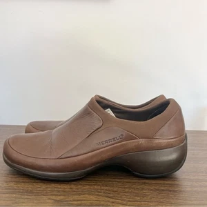 Merrell Chestnut Spire Stretch Loafer Shoes Leather Slip-Ons w Rubber Wedge 8.5 - Picture 1 of 8