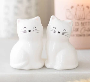 White Cat Shaped Salt and Pepper Shakers / Cruet - H - 6.5cm -Brand New & Boxed - Picture 1 of 3