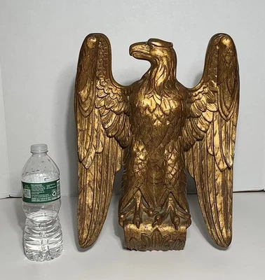 Large Antique CARVED & GILTWOOD EAGLE AMERICAN FOLK ART 15” X 11” - Image 1 of 4
