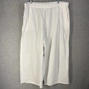 Pantalones de pierna ancha de lino orgánico blanco Eileen Fisher para mujer 1X Lagenlook Resort Wear - Imagen 1 de 7