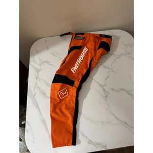 FASTHOUSE Moto Pants Orange Men's 32 Padded Hips, Leather Knees - Picture 1 of 13