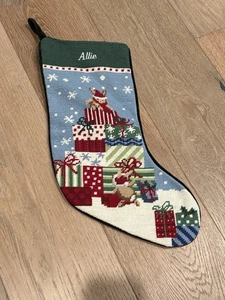 "Allie" Lands End Nadelspitze Wolle Weihnachtsstrumpf Geschenke Urlaub Schnee - Bild 1 von 8