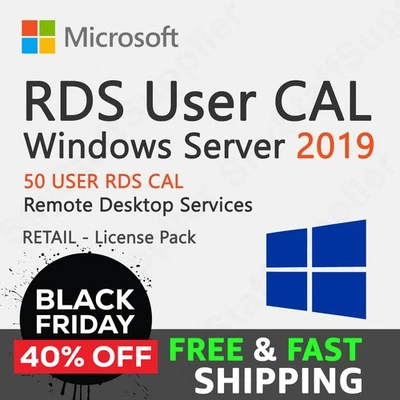 WINDOWS SERVER 2019 RDS [REMOTE DESKTOP SERVICES] 50 USER CAL NEW SEALED - Image 1 of 4