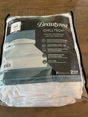 Beautyrest Chilltech Cooling Performance Mattress Pad Size QUEEN White New - Image 1 of 4